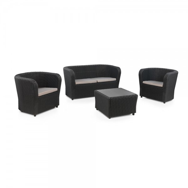 Conjunto jardin/terraza de 2 sillones+1 sofa+1 mesa sillones: 79,3x68,1x70,7cm sofa: 137x68,2x70,6cm mesa: 63x63x41cm nova confort grafito sp berner